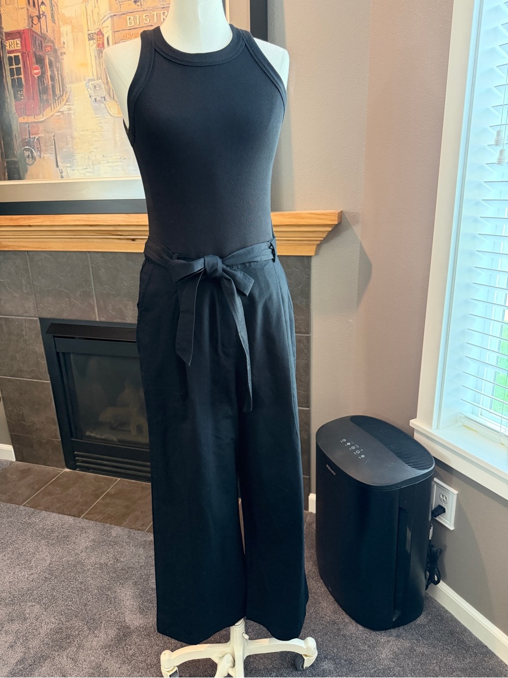 LOFT BWT Black Wide-Leg Tie-Waist Jumpsuit